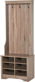 Rustic Brown Hall Tree with Coat Rack and Storage S364