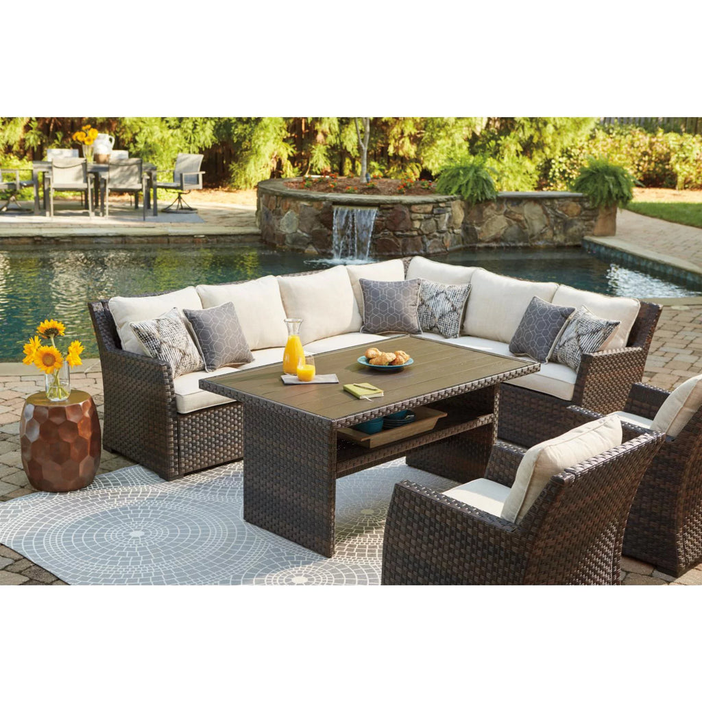 3 Piece Dark Brown Outdoor Sectional Set D9175