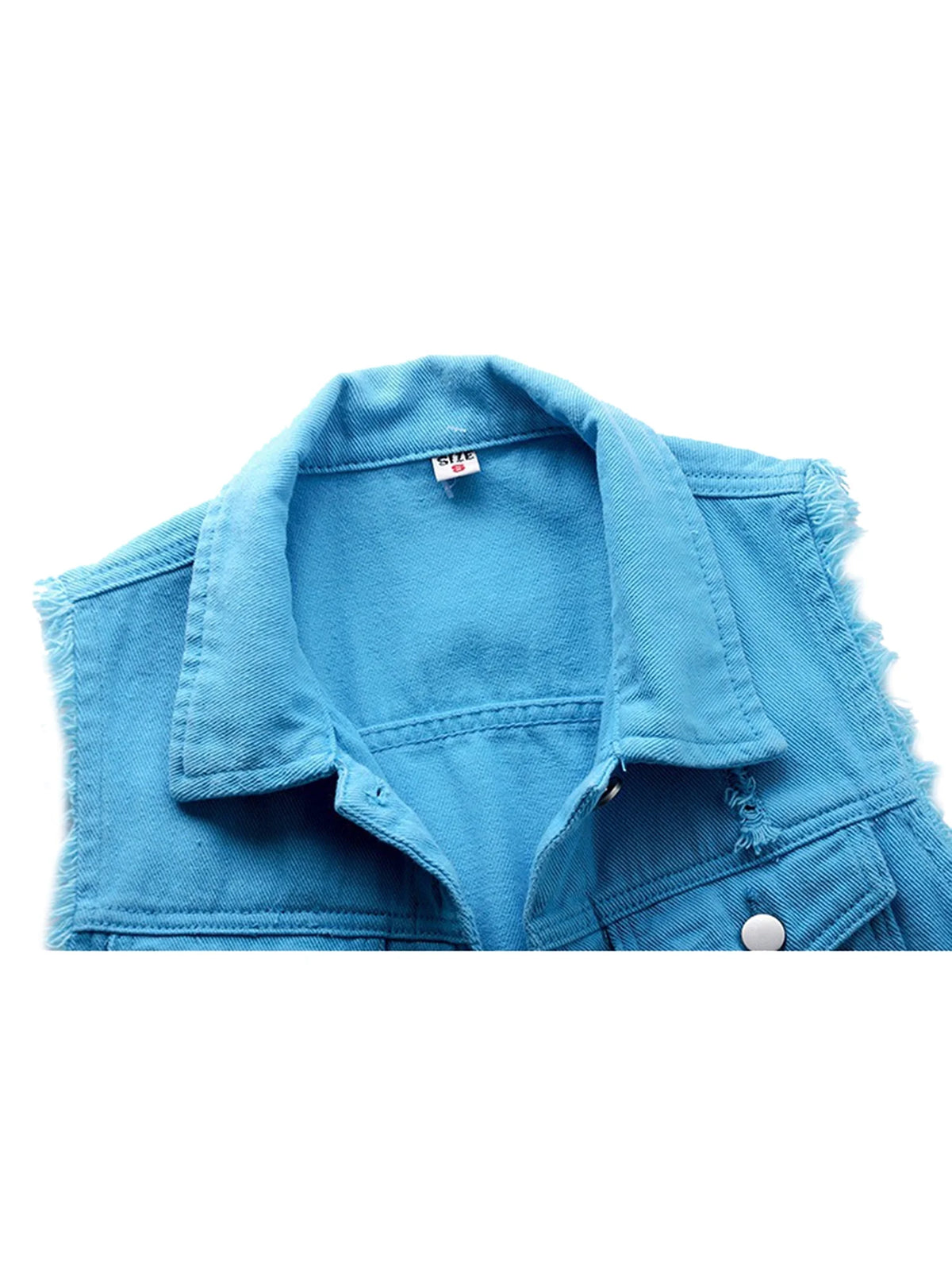 Sleeveless Stretch Denim Jacket with Pockets G116