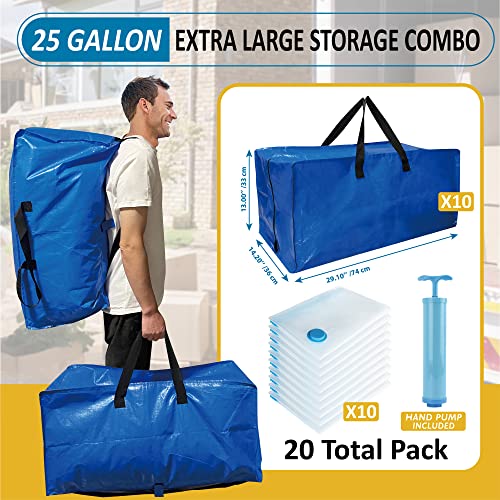 6 Pack Heavy Duty Extra Large Moving Bags with Backpack Straps & Vacuum Storage Bags K4617