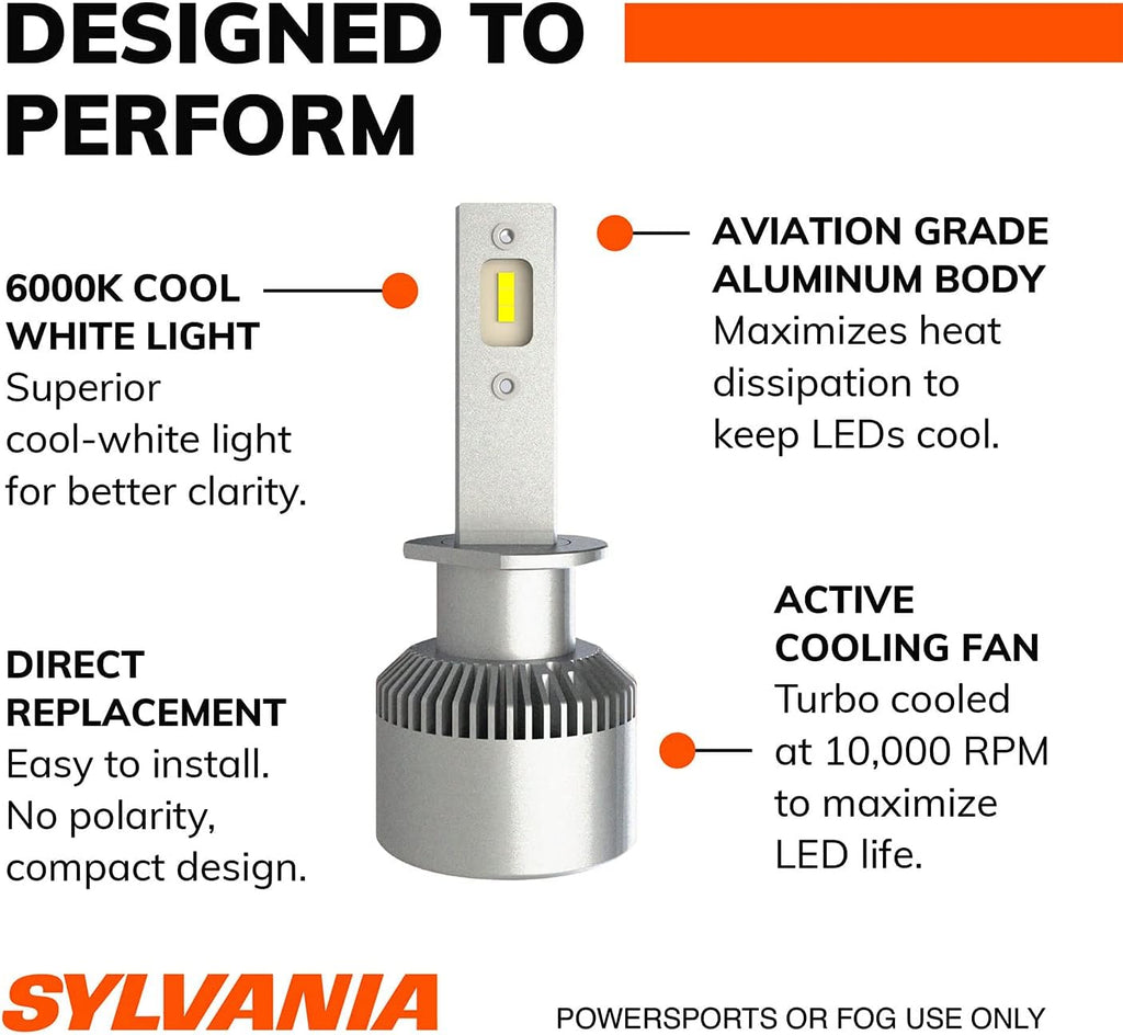H1 LED Powersport Headlight Bulbs - 2 Pack Q3577