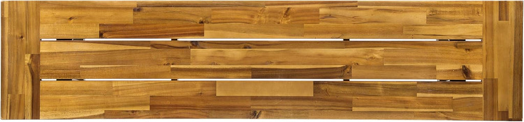 Teak Finish Acacia Wood Bench with Metal Accents P986