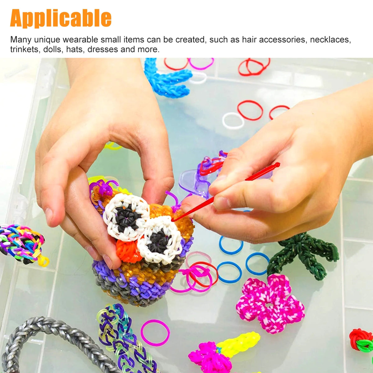 2069pcs Loom Bands Kit 28 Colors Rubber Bands Bracelets Making Kit with Accessory D155625