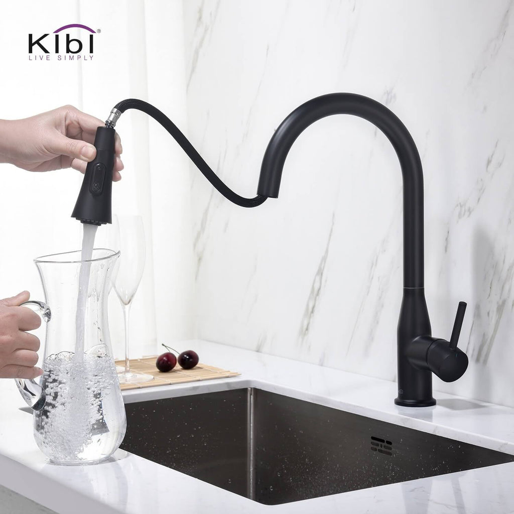 Chrome Pull Out Single Level Kitchen Faucet with Sprayer and Soap Dispenser F4931
