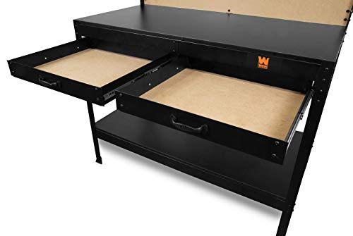 48-Inch Black Workbench with Power Outlets and Light E129