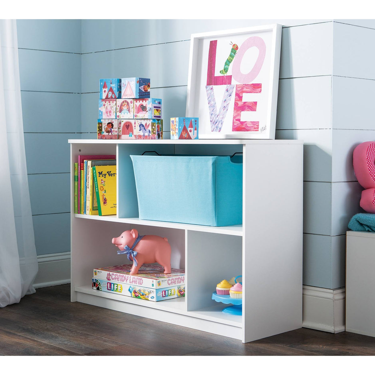 White 2-Tier Offset Bookcase H566262