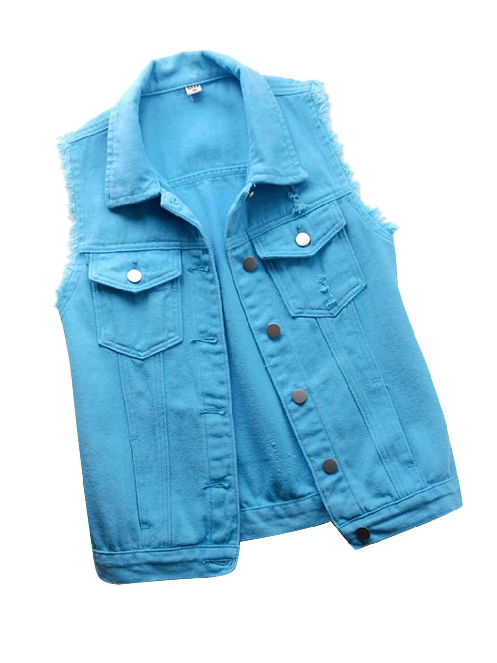 Sleeveless Stretch Denim Jacket with Pockets G116