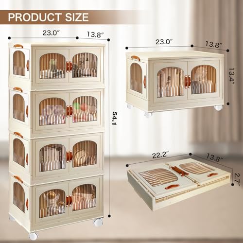 3 Pack 25.2 Gallon Collapsible Plastic Storage Bins with Lids H332