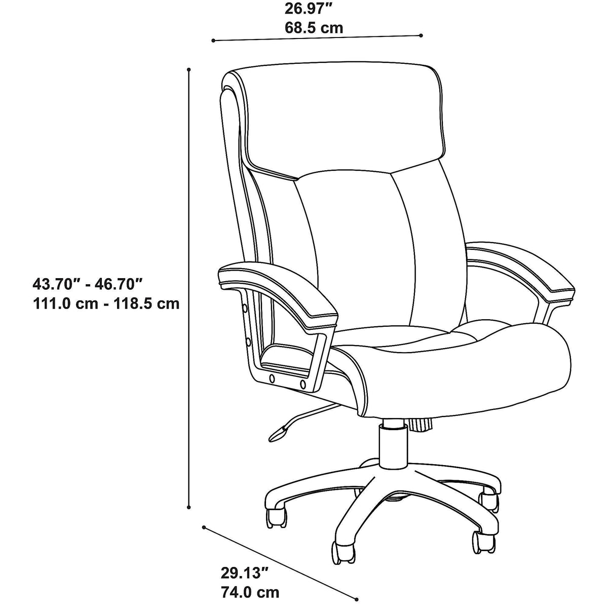 Black Bonded Leather Ergonomic Executive Chair V351