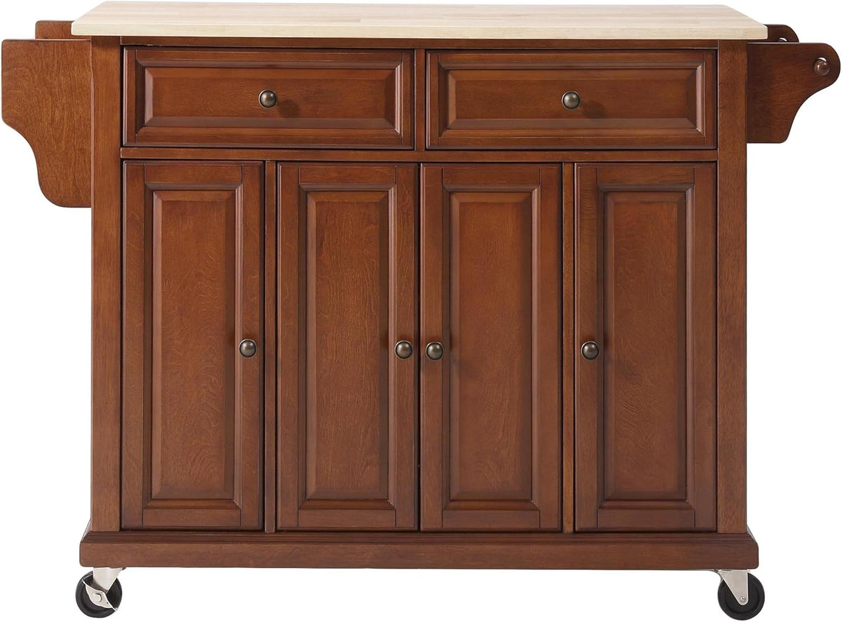 White Full Size Kitchen Cart with Solid Granite Top U857892