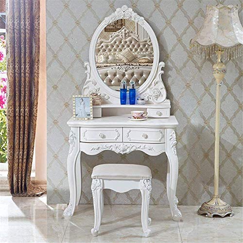 Solid Carved Dressing Vanity Table with Stool T508