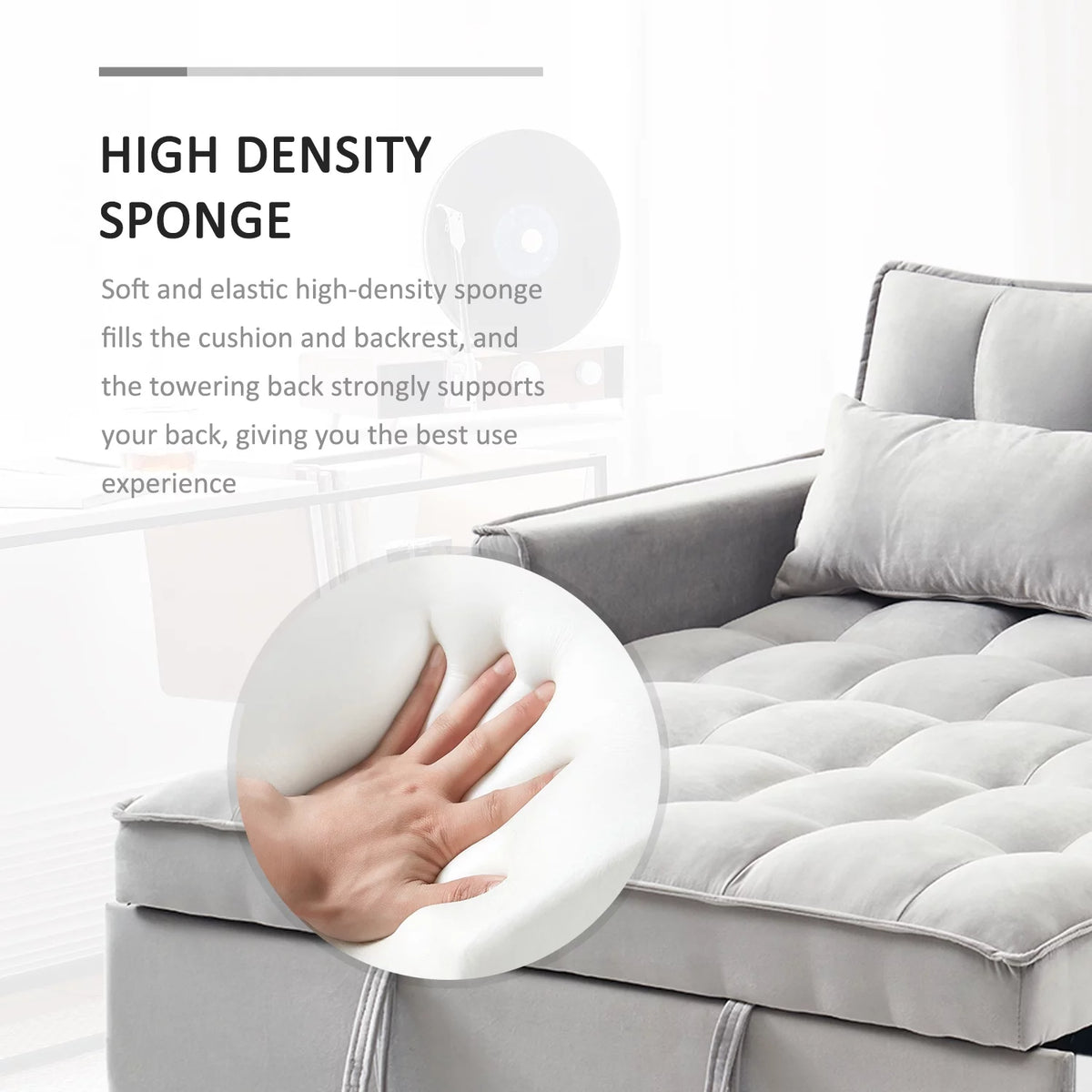 55.5'' Velvet Convertible Sleeper Sofa Bed M971827