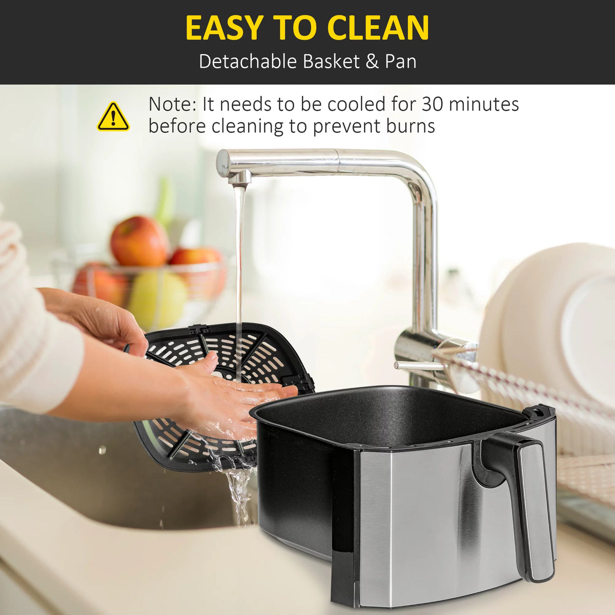 Black 6.9 Quart Air Fryer with Nonstick Basket O841745