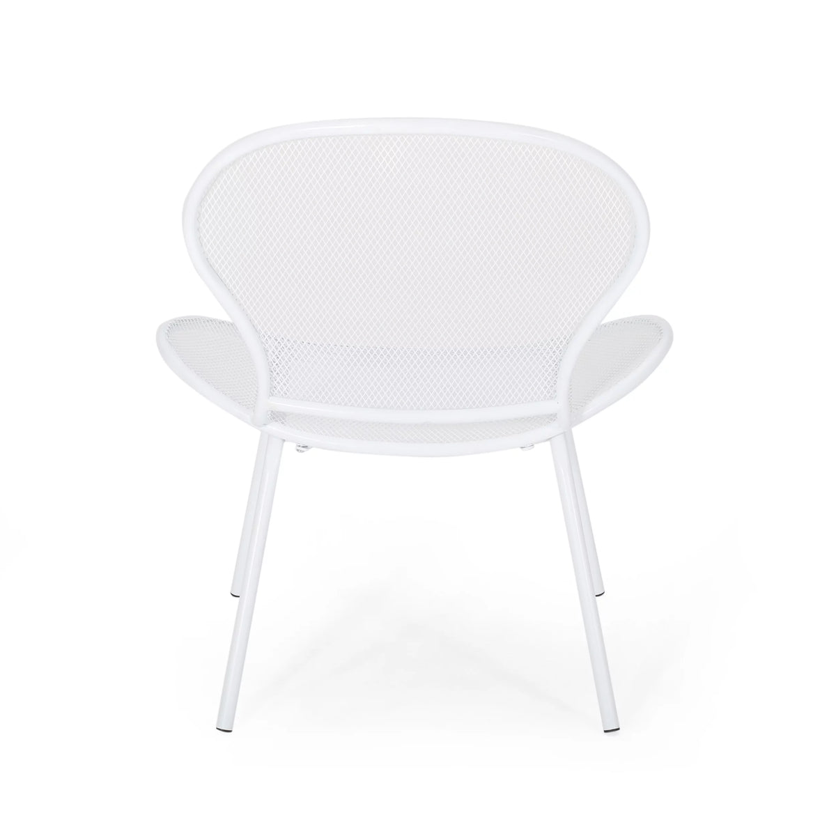 Set of 2 Matte White Outdoor Iron Club Chair U266