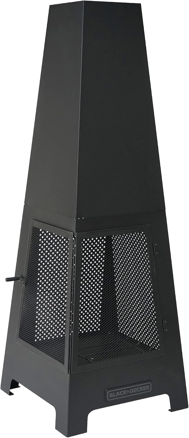 Black Steel Chiminea Fireplace with Poker U614200