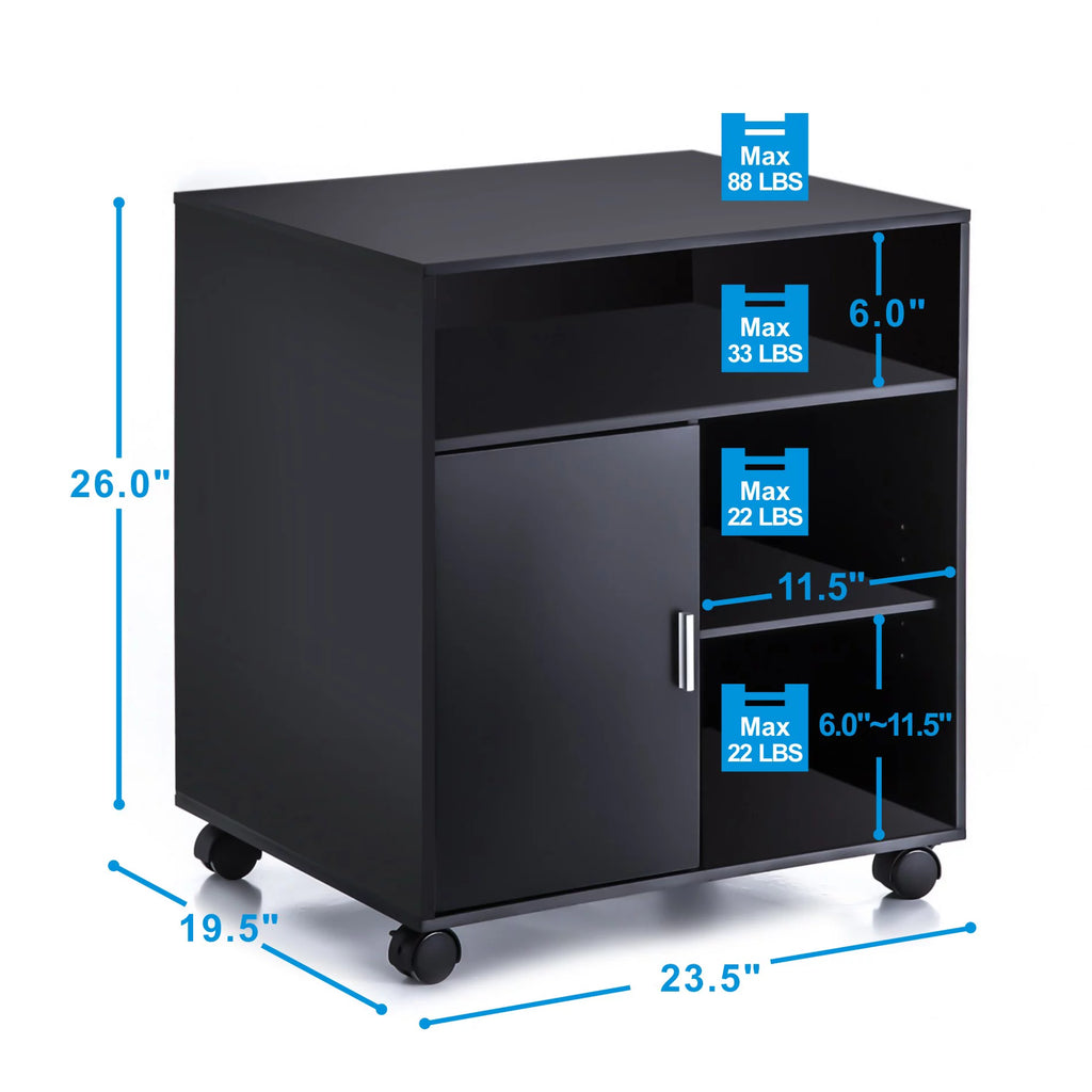 Black Mobile File Cabinet with Storage C13683