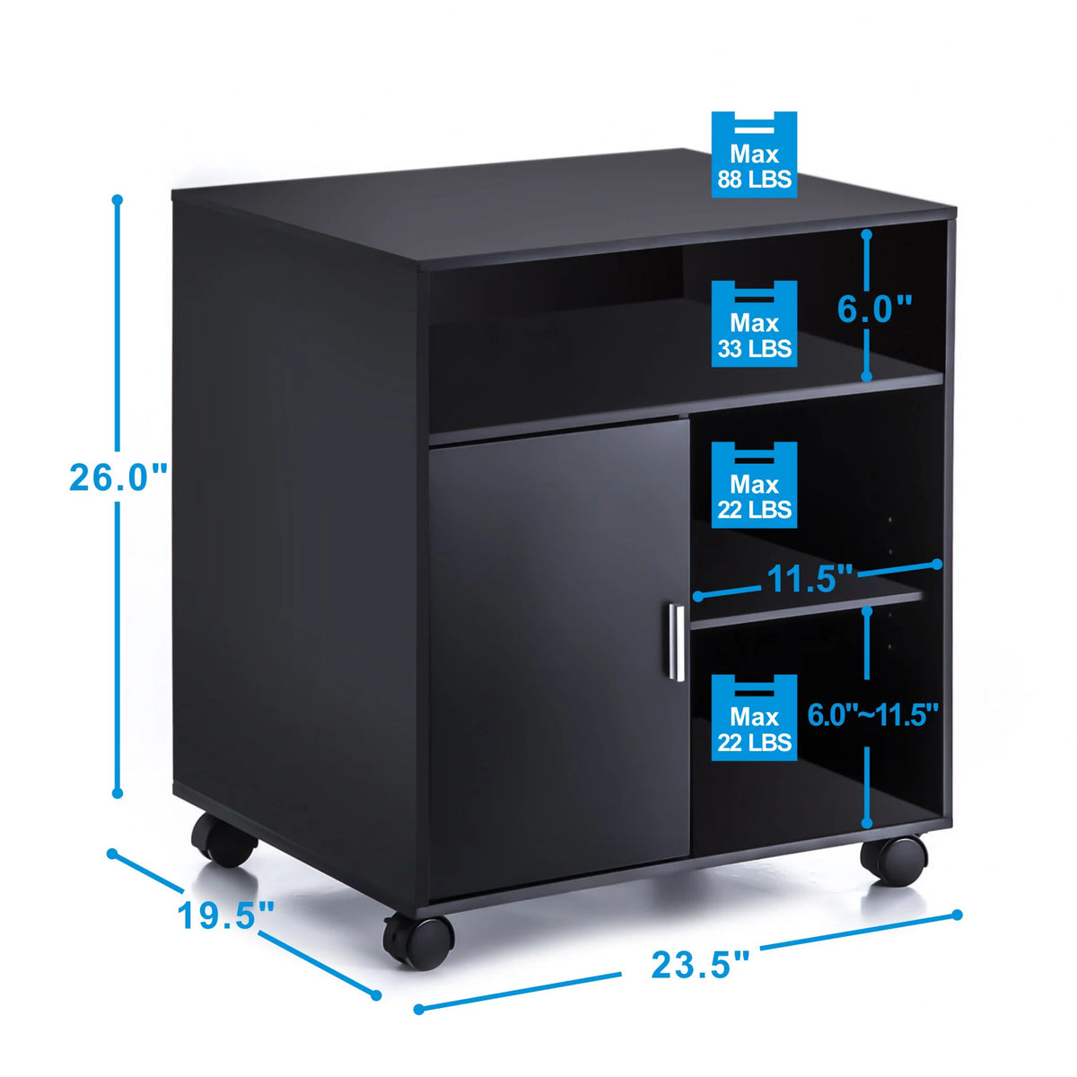 Black Mobile File Cabinet with Storage C13683