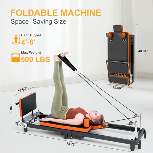Foldable Pilates Reformer with Jump Board & Box T900641
