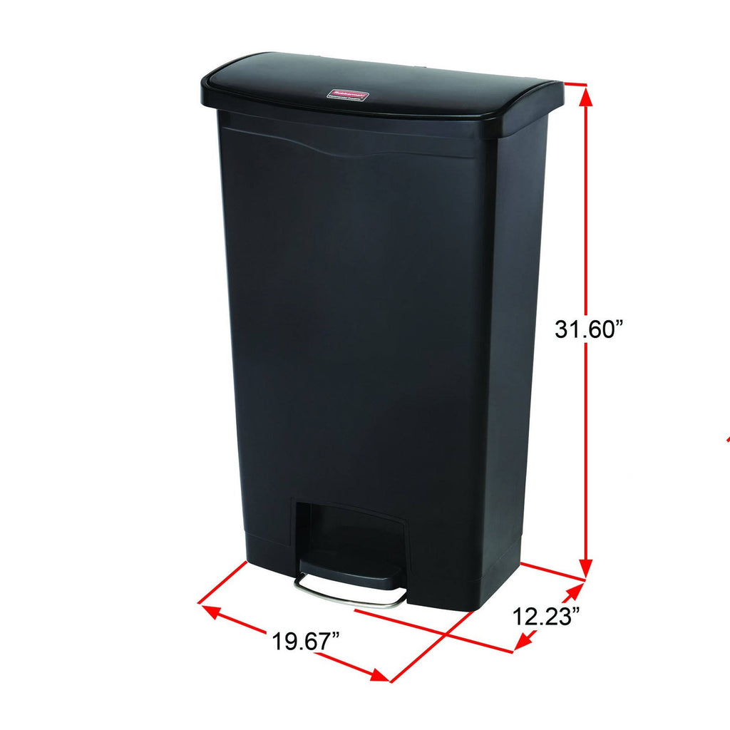 Black 18 Gal Plastic Step-On Trash Can C3912