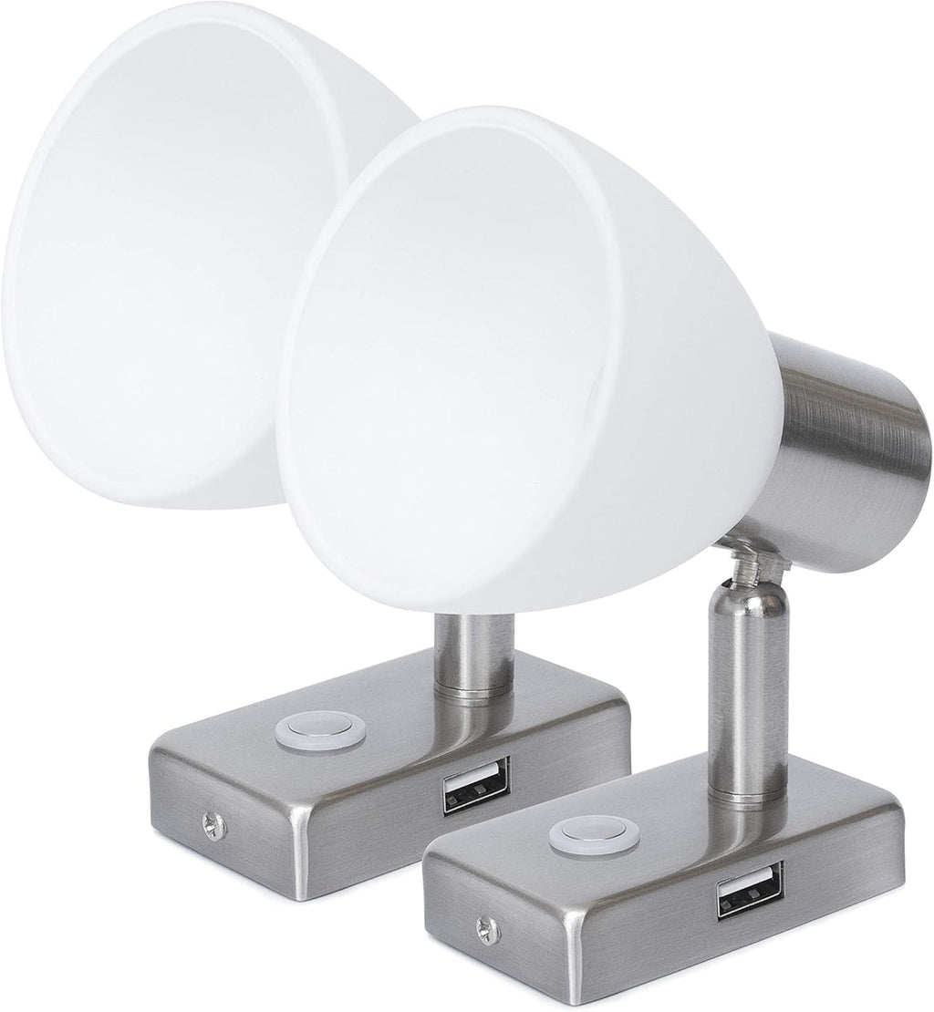 12V LED Reading Light with USB Port Touch Switch Dimmable Warm Two Pack I948715