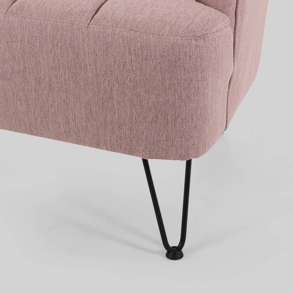 Light Blush Polyester Fabric Loveseat with Hairpin Legs D754