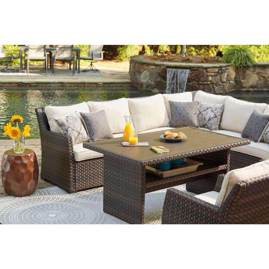 3 Piece Dark Brown Outdoor Sectional Set D9175