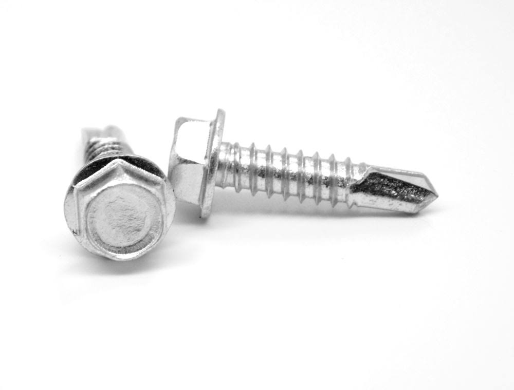 #12-24 x 1 Coarse Thread Self Drilling Screw Hex Washer Head Zinc Plated T757135