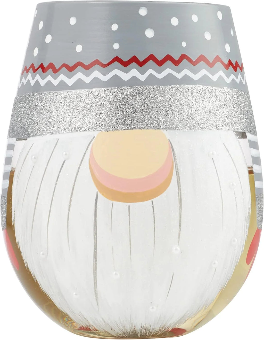 Sweet Gnome Hand-Painted Artisan Stemless Wine Glass, 20 Ounce, Multicolor T4710
