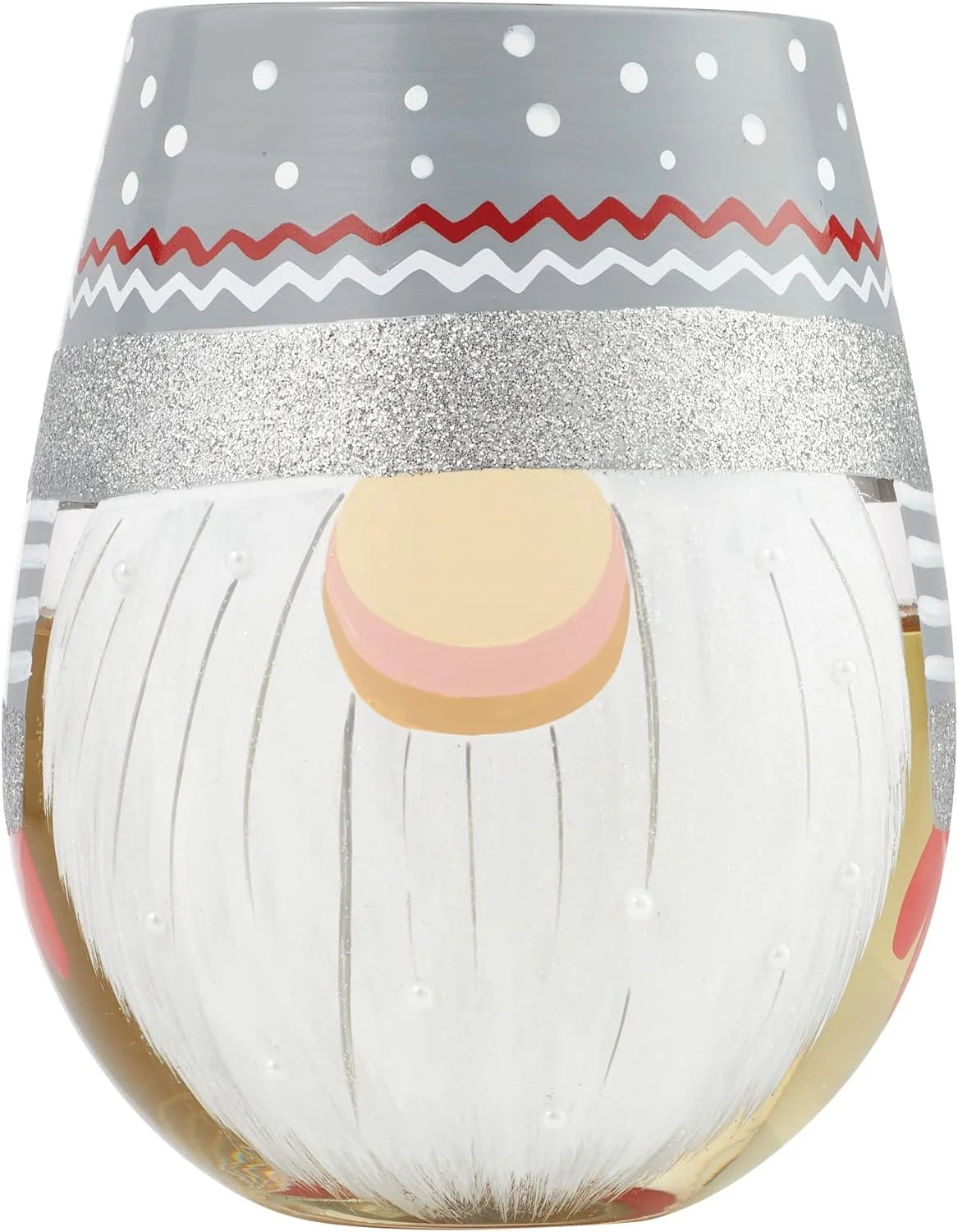 Sweet Gnome Hand-Painted Artisan Stemless Wine Glass, 20 Ounce, Multicolor T4710