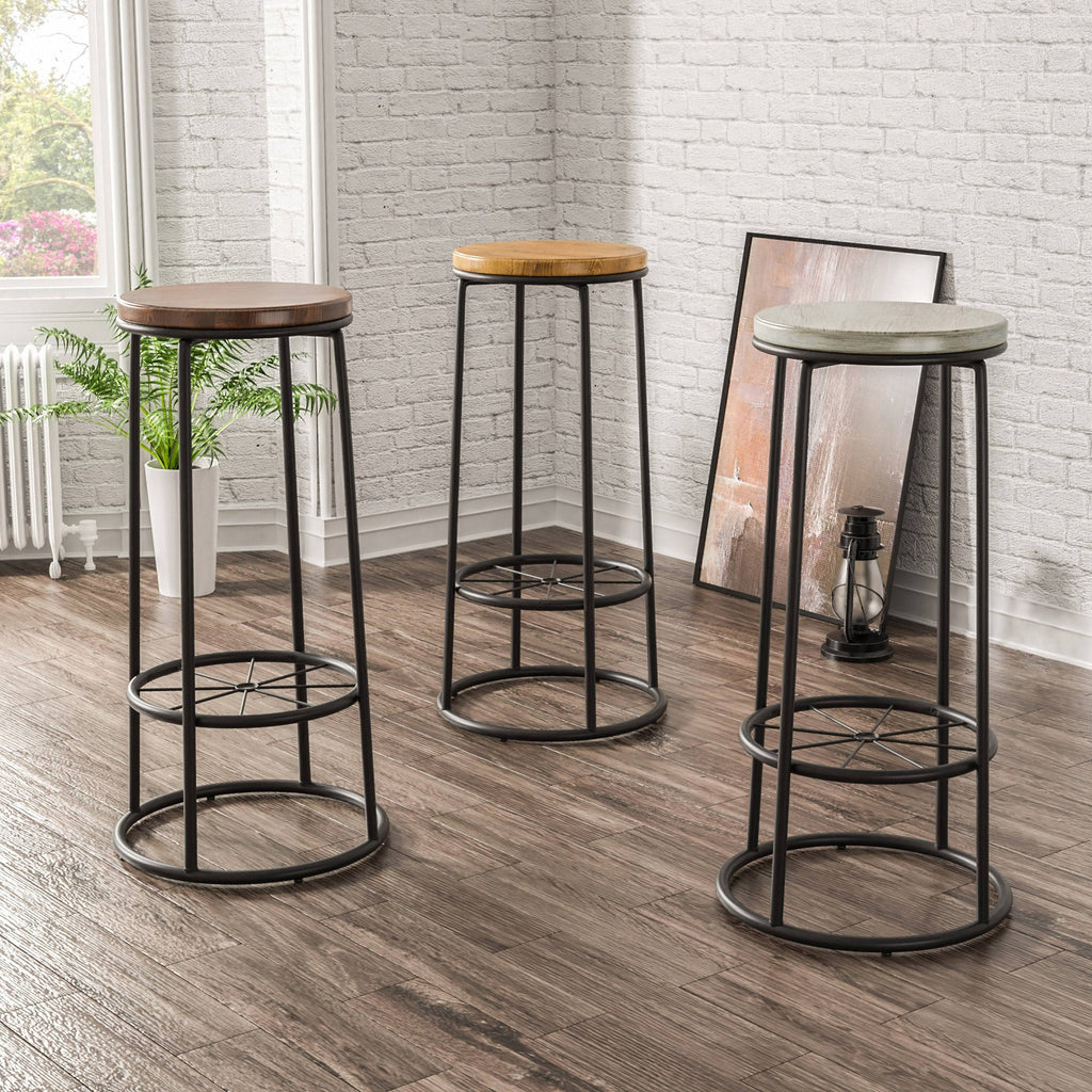 Rustic Metal Barstools Set of 2 K917701
