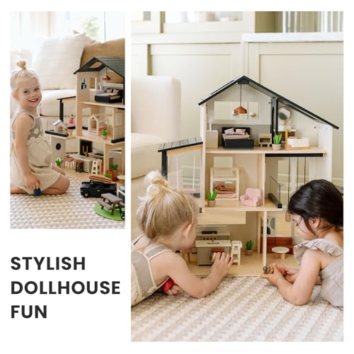 53Pcs Wooden Doll House with Furniture U804501