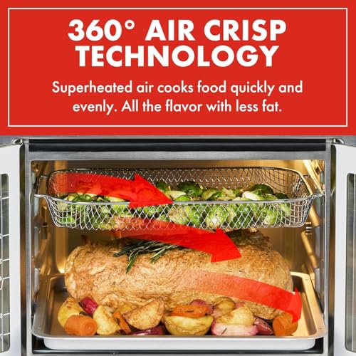Extra Large French Door Air Fryer Toaster Oven Combo, Stainless Steel, 26QT Capacity Y716181