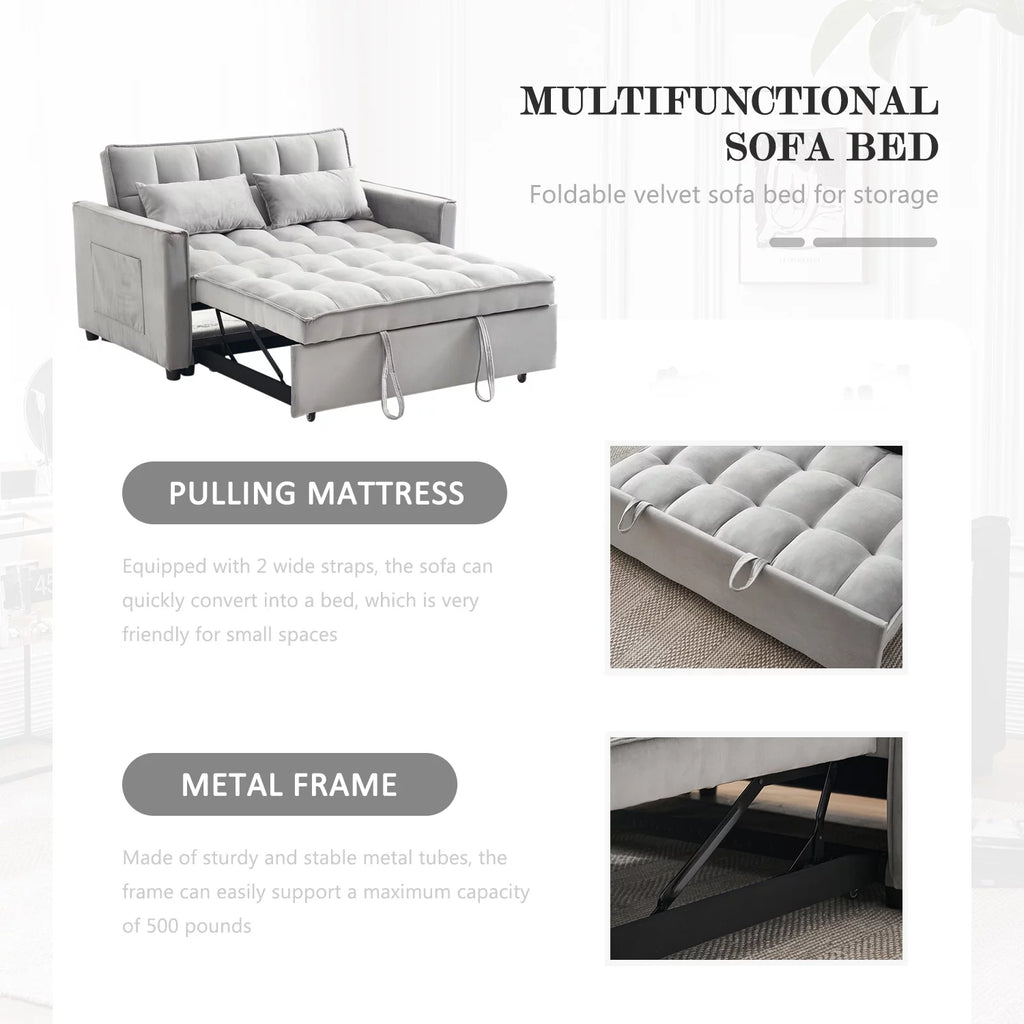 55.5'' Velvet Convertible Sleeper Sofa Bed M971827