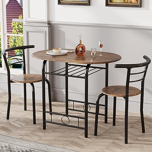 3-Piece Wooden Round Table & Chair Set I747594