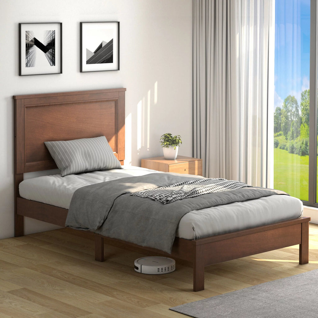 Twin Size Walnut Platform Bed Frame V78954