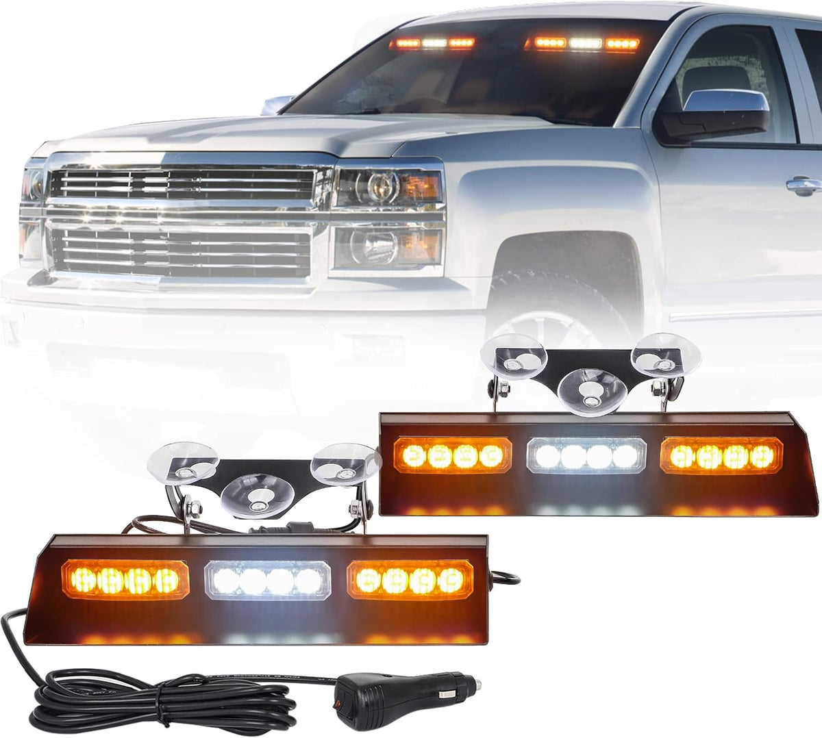 2x10" 24 LED Red White Strobe Lights Bar Pack of 2 B785