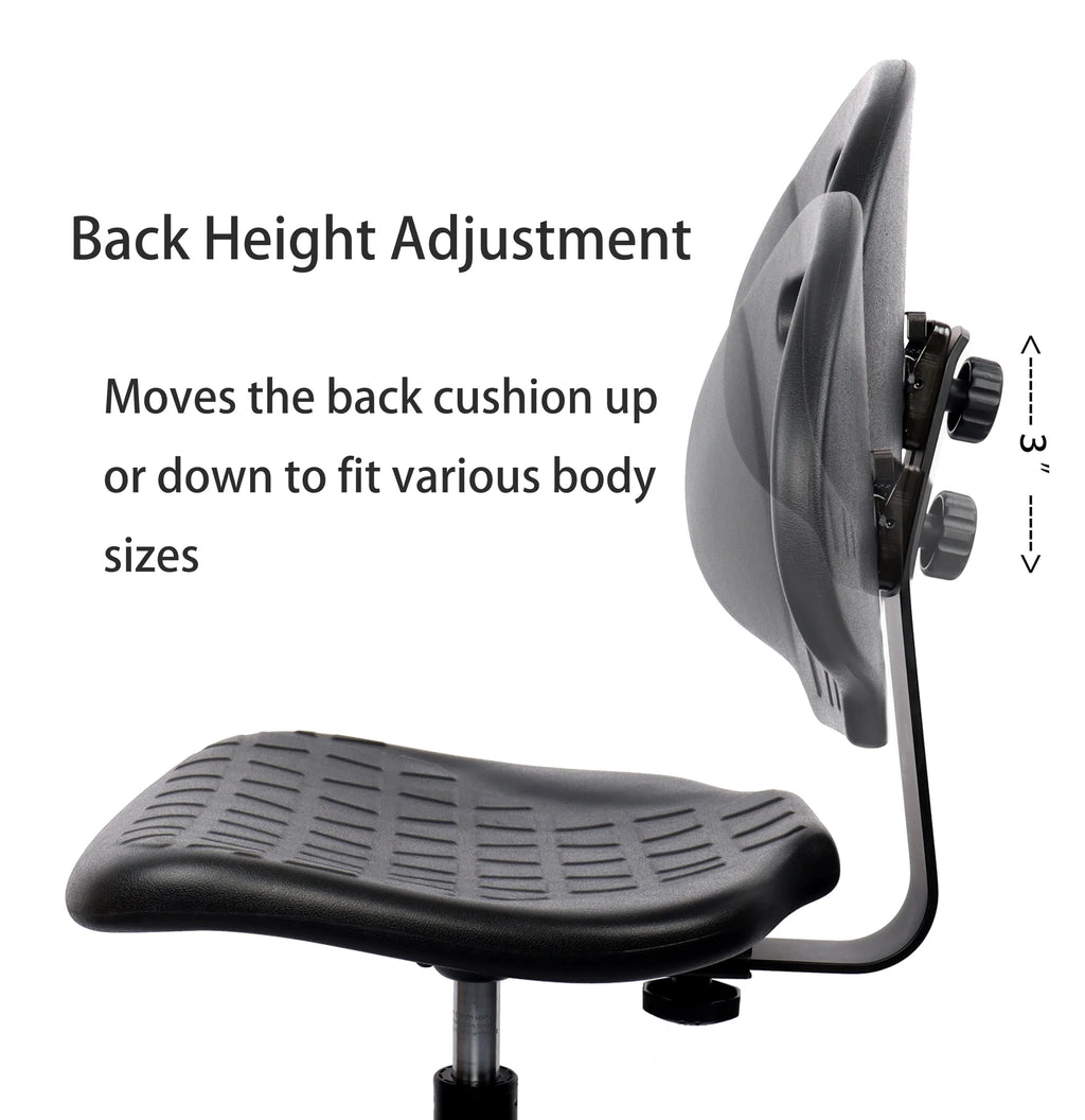 Polyurethane Drafting Lab Stool Chair, 18" Adjustable Footring, 10" Adjustable Height H640