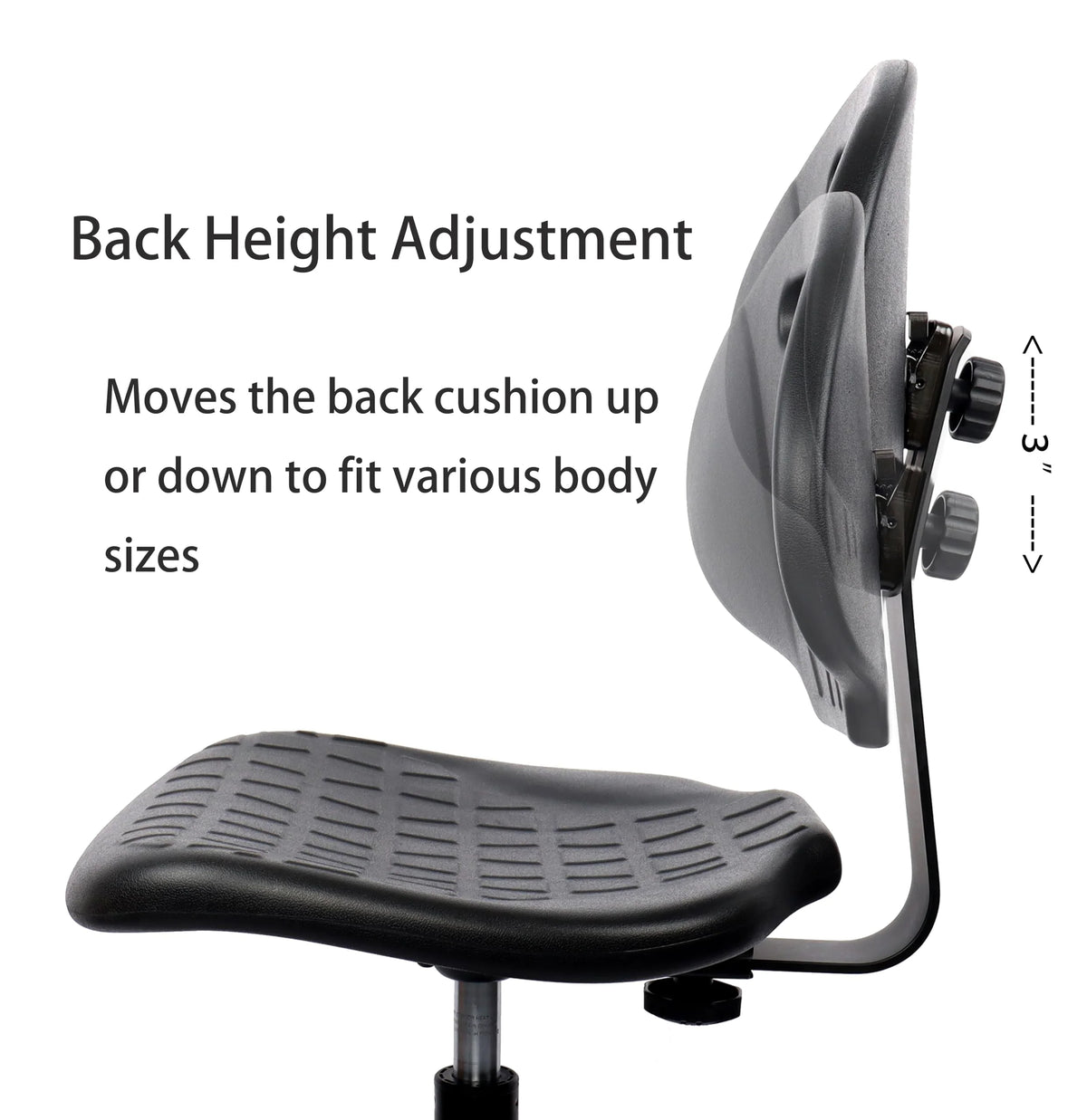 Polyurethane Drafting Lab Stool Chair, 18" Adjustable Footring, 10" Adjustable Height H640