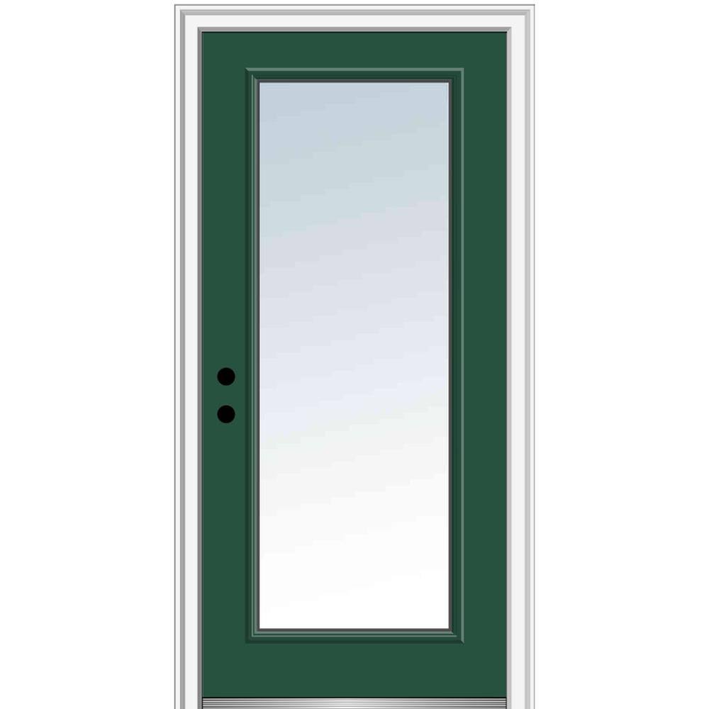 Hunter Green Painted Steel Prehung Front Door V48394