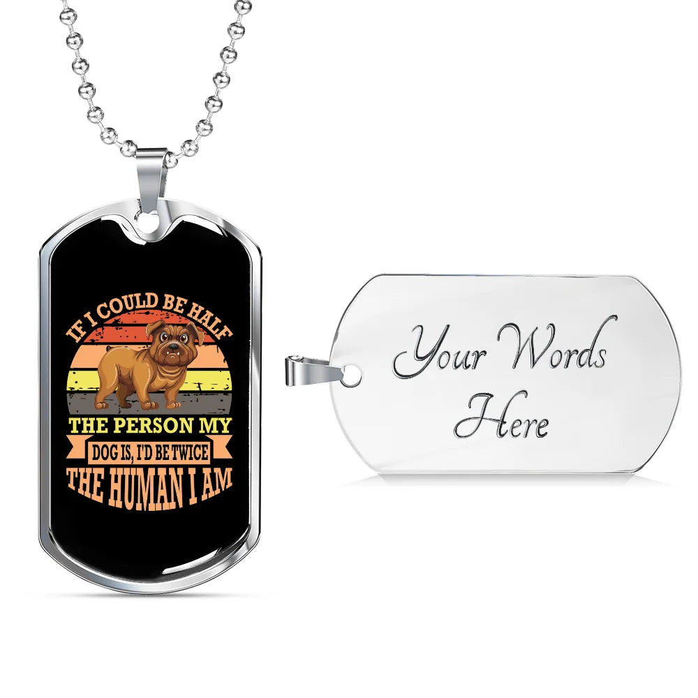 Peach Stainless Steel Dog Tag Necklace 24" Chain A1652