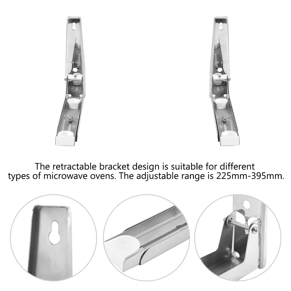 Adjustable 304 Stainless Steel Folding Wall-Mounted Microwave Oven Holder Bracket Shelf N72104