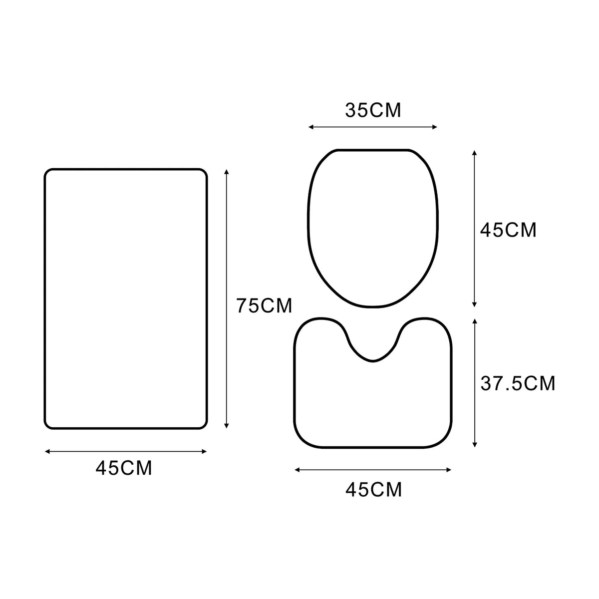 3 Piece Bathroom Rugs Set with Contour Mat and Toilet Lid Cover D39154