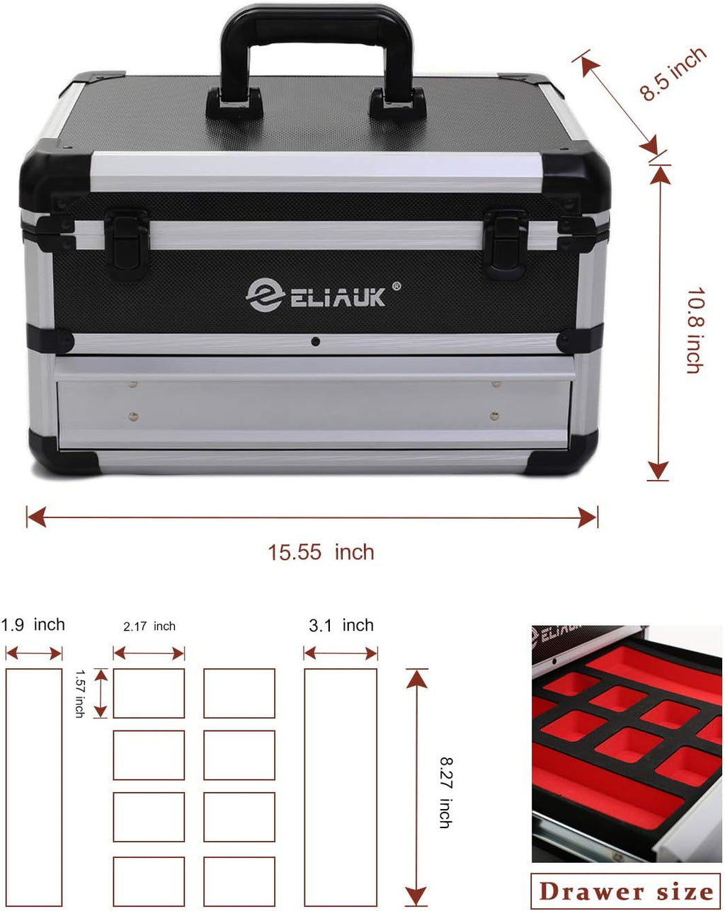 Portable Aluminum Tool box with Drawer L82683