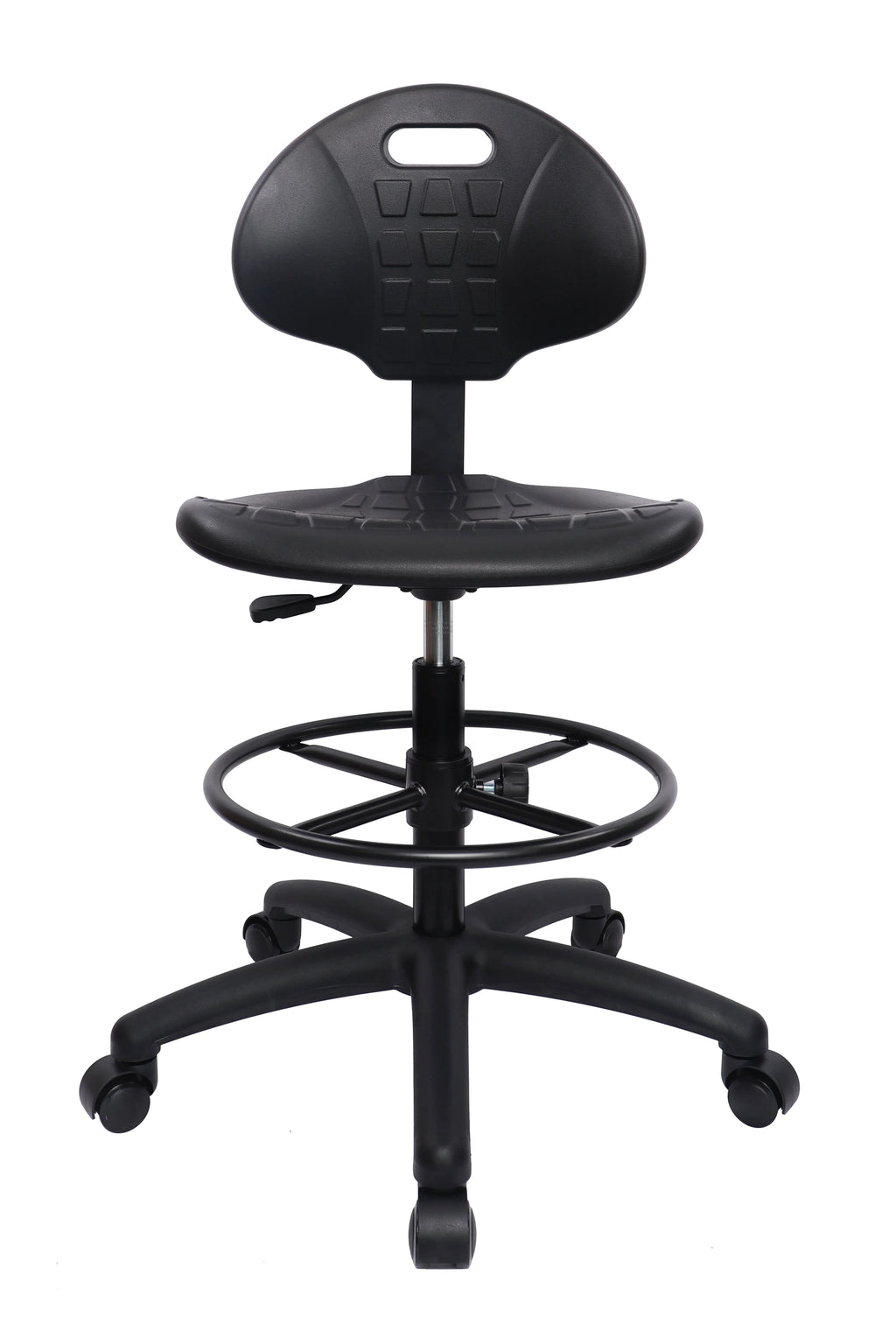 Polyurethane Drafting Lab Stool Chair, 18" Adjustable Footring, 10" Adjustable Height H640