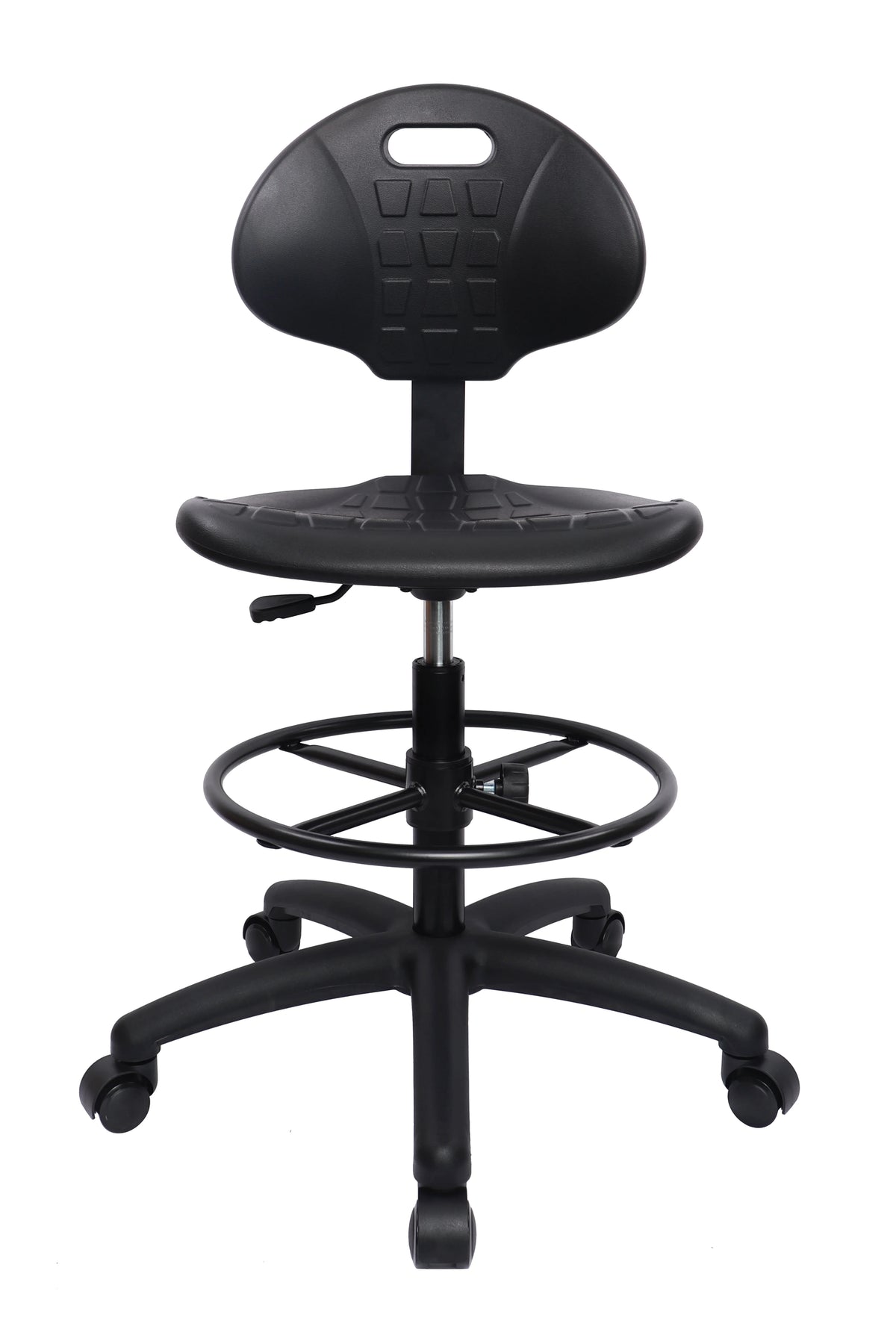 Polyurethane Drafting Lab Stool Chair, 18" Adjustable Footring, 10" Adjustable Height H640