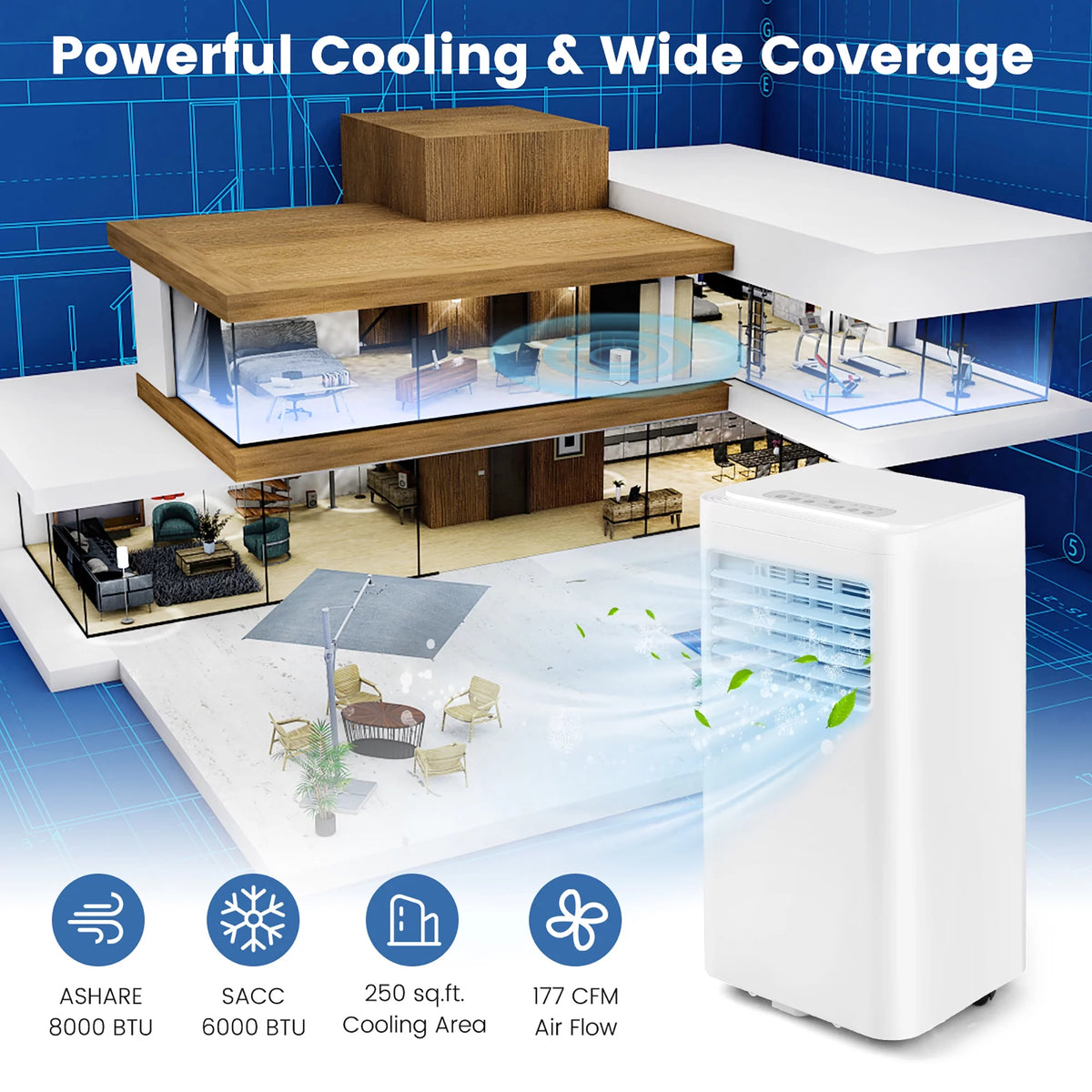 6000 BTU Portable Air Conditioner 3-in-1 O454398