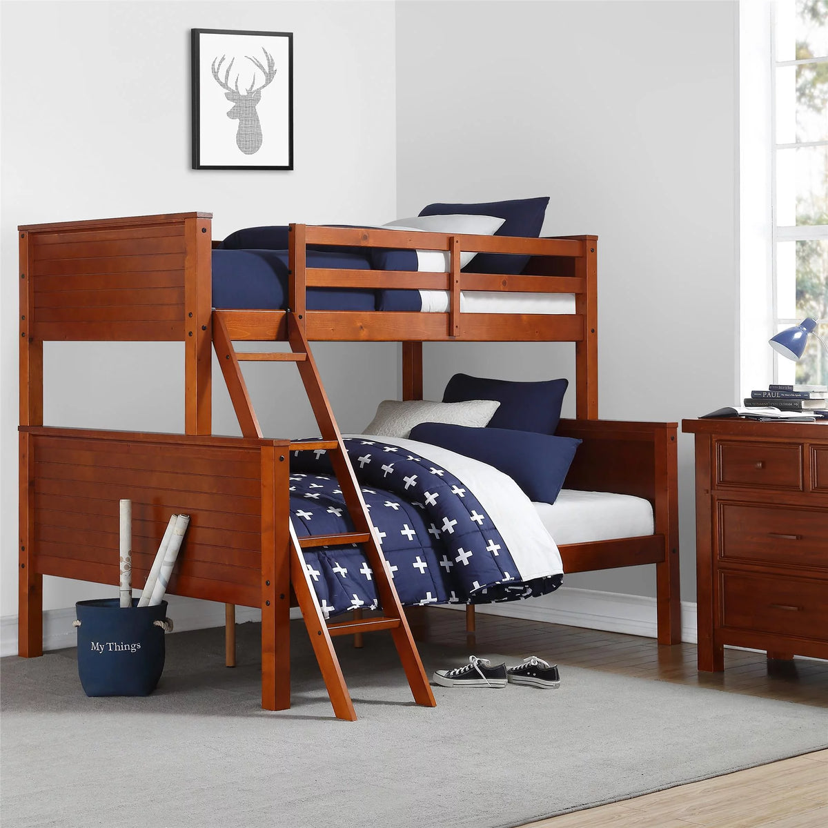 Twin-Over-Full Wood Bunk Bed J7739