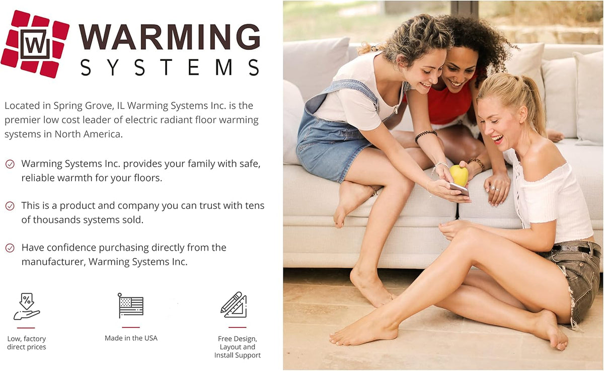 15 Sqft Electric Radiant Floor Heating System with Digital Floor Sensing Thermostat C7434