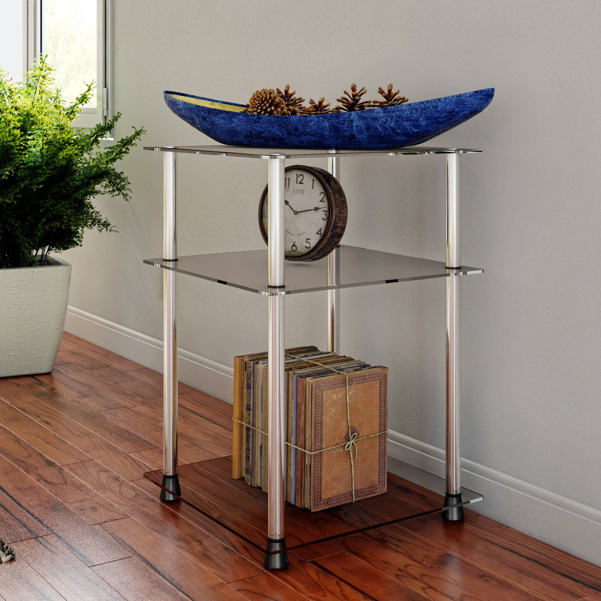 Clear Glass 3-Tier End Table Z166