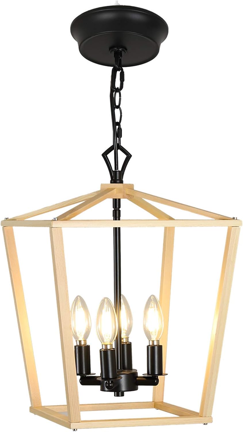 Wooden Lantern Pendant Lighting Ceiling Light Fixture M469